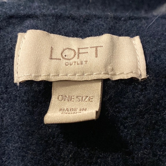 LOFT navy woven stripe wrap cape poncho cardigan sweater - Picture 2 of 5